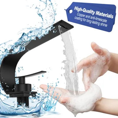 Produktbild von LZQ Wasserhahn Küche C-Form Küchenarmatur Spültischarmatur Armatur Einhebel Edelstahl Modern Tropffrei Einlochmontage für Spüle Küchenspüle, Schwarz