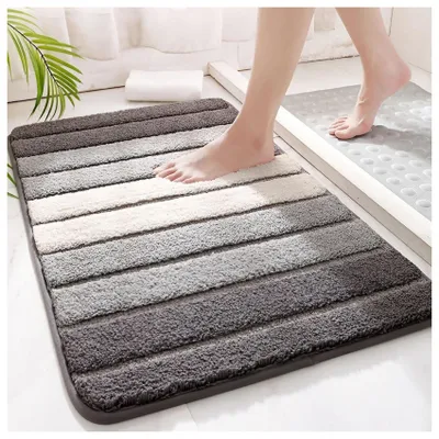 Productafbeelding van Badmat van microvezel - Antislip en absorberend - Grijs 50x80 cm