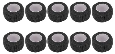 Image de 10 pansements auto-adhésifs, respirants, cohésifs et élastiques, pour le sport, couleur noire