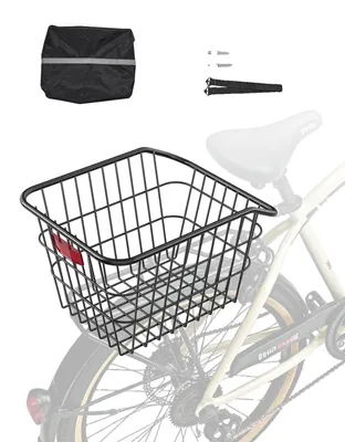 Zdjęcie produktu dla Tylny kosz rowerowy VEVOR, druciany kosz rowerowy, wytrzymały tylny kosz rowerowy, pasuje do większości bagażników rowerowych