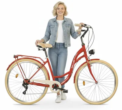Produktbild von Dallas Bike Fahrrad - Damenfahrrad 26 Zoll - Shimano 7-Gang - Rahmen M 17" - Rot-Creme