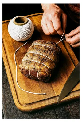 Produktbild von Küchengarn 64 Meter – Lebensmittelechte Baumwolle – Aufrollgarn für Ofen, Grill und Braten – Hitzebeständiges Fleischgarn – Weiß