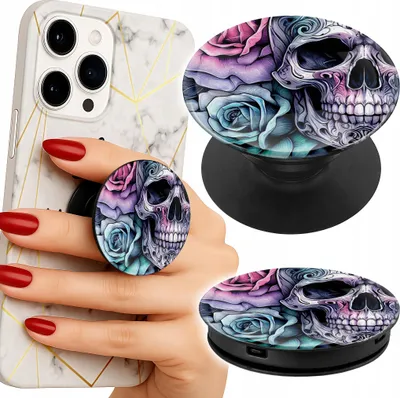 Obrázek produktu pro Stojan na telefon Popsocket Fingerboard/Rose Skull Flower Stand