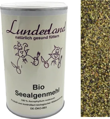 Produktbild von Bio Seealgenmehl 800g granuliert Einzelfuttermittel für Hunde + Katzen von Lunderland