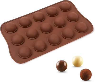 Silikon-Kugelform, 15 Mulden, Ø 2,5 cm, antihaftbeschichtet, -40 bis +230 °C
