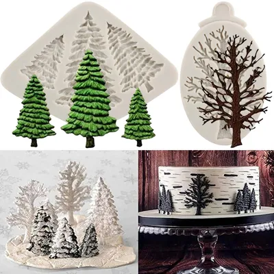 2er Set Silikonformen Weihnachtsbaum Fondant