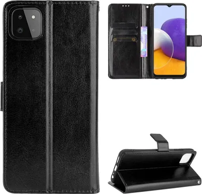 Produktbild von König Design Hülle kompatibel mit Samsung Galaxy A22 5G Kunstleder Handyhülle - Handy Case Schwarz