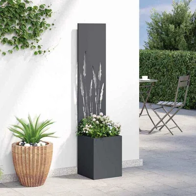 Produktbild von Blumenkasten 32x140 cm, Anthrazit – Aus kaltverformtem Stahl – Wetterbeständig – Pflanzkasten – Balkonkasten