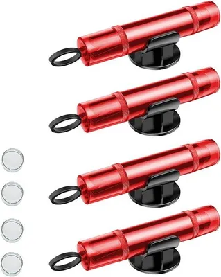 Produktbild von 4 Stück Notfall Nothammer Auto - Auto Sicherheitshammer - Notfallgerät zum Glasbrechen - Multifunktions - Inkl. Testglas & selbstklebender Halterung