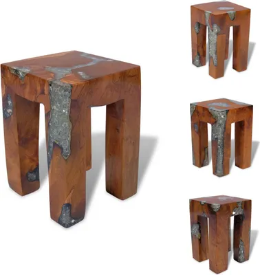 Produktbild von vidaXL Hocker Massivholz Teak und Harz - Klappstühle & Hocker