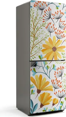 Zdjęcie produktu dla Kwiatowy wzór na białym tle - Magnetyczna osłona lodówki - Magnetyczna folia dekoracyjna do kuchni - Magnetyczna dekoracja lodówki - Samoprzylepna tablica magnetyczna - Folia magnetyczna na drzwi lodówki - 70x190 cm