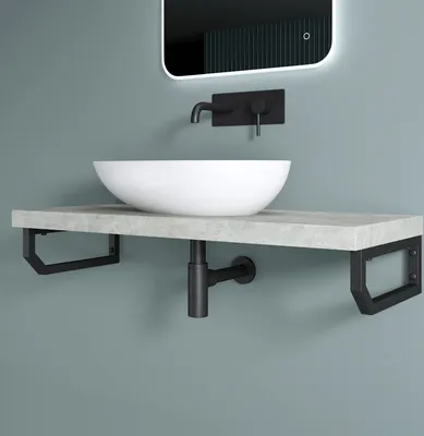 Image de doporro 2 Pièces Équerre de Fixation Noir Plan de Toilette Étagère Tablette Murale Porte-Serviette en Acier Inoxydable 40x2,5x15cm WH03