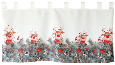 Produktbild von Gardine Druckmotiv Elch mit roter Nase Weihnachten Bistrogardine 60 x 120 cm Bistrogardine