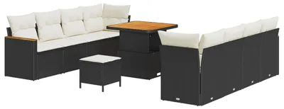 Immagine prodotto di vidaXL Set di divani da giardino 11 pezzi in polirattan nero