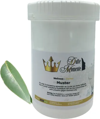 Produktbild von Dufte Momente | Sauna Zucker Körperpeeling 900g | Sandelana (Sandelholz) | für empfindliche Haut | vegan und ohne Tierversuche