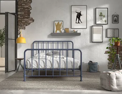 Produktbild von VIPACK - Jugendbett BRONXX mit Liegefläche 140 xx 200 cm, Ausf. Metall Denim Blau matt