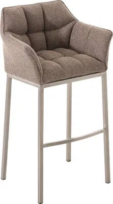 Produktbild von CLP Barhocker Damaso Stoffbezug mit Vierfußgestell aus Metall bis 240 kg belastbar | Farbe terrabraun Gestell Farbe edelstahl