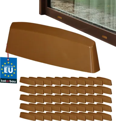Produktbild von KOTARBAU® 50er Set Wasserschlitzkappen Fensterabflusslochkappen 36 mm ASA-Kunststoff Eiche Fensterentwässerung Entwässerung Fenster PVC Schutz Abdeckung