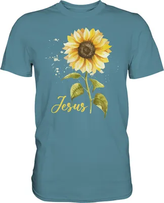 Produktbild von Jesus Sonnenblumen T-Shirt Christlicher Gärtner Geschenk Garten – Stone Blue / 3XL