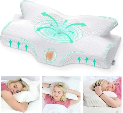 Image de Coussin orthopédique - Coussin de soutien cervical - Sommeil confortable - Mousse à mémoire de forme ergonomique - 53,8 x 33 cm - Blanc