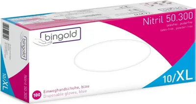 Produktbild von BINGOLD Nitril 50.300 Einweghandschuhe Blau puderfrei 100 Stück : XL Größe: XL