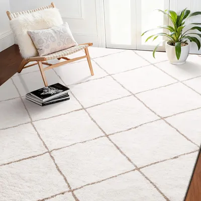 Obrázek produktu pro VEVOR koberec s krátkým vlasem 3048 x 2438 mm, útulný koberec do obývacího pokoje, koberec do obývacího pokoje, ložnice, pracovny, bez žmolků a s protiskluzovou spodní stranou z TPR, bílý