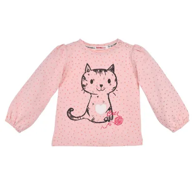 Produktbild von BONDI Baby Mädchen Langarmshirt "Katze" 86652 | Rosa Größe: 74