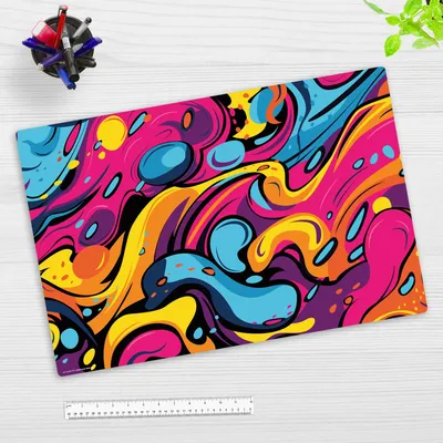 Produktbild von Schreibtischunterlage für Kinder und Erwachsene - Buntes Graffiti  - 60 x 40 cm - aus Premium Vinyl -  Germany