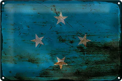 Produktbild von Blechschild Flagge Mikronesien 30x20cm Micronesia Rost
