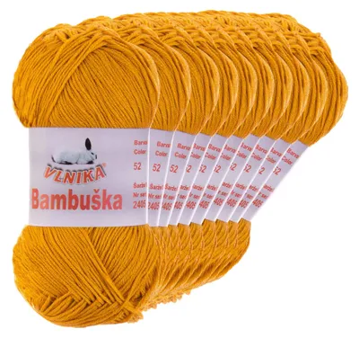 Produktbild von 10 x 50g Häkelgarn Bambuska Sommergarn Strickgarn Baumwolle Viskose uni, Farbwahl