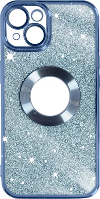 Produktbild von Avizar, Glitzer-Silikonhülle mit Chromumrandung für Apple iPhone 14, Blau