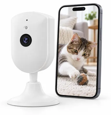 Zdjęcie produktu dla Kamera monitoringu wewnętrznego 2K 4MP, kamera WiFi do użytku wewnątrz, kamera dla psów i dzieci, z funkcją nocnej obserwacji, wykrywaniem ruchu PIR i dwukierunkowym systemem audio