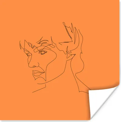 Produktbild von MuchoWow® Poster Mann - Strichzeichnung - Orange 75x75 cm - Wand Dekoration