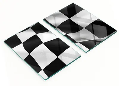 Produktbild von Küchenbretter aus gehärtetem Glas mit Rennflaggenmotiv, 2 x 40 x 52 cm