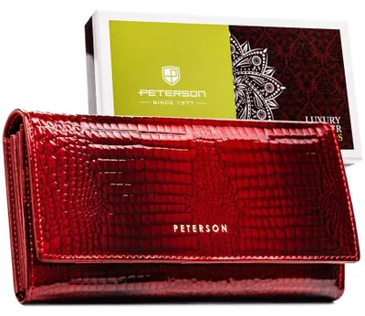 Obrázek produktu pro Peterson dámská peněženka RFID z lakované přírodní kůže červená, velká, horizontální