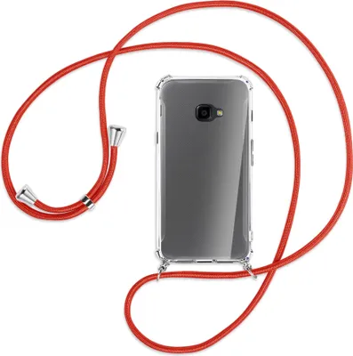 Produktbild von Handykette Backcover-Schutzhülle mit Band (Metall silberfarben) für Samsung Galaxy Xcover 4 / 4s - rot