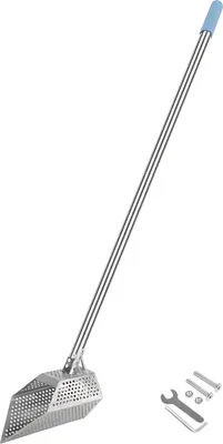 Image de Pelle à main pour détecteur de métaux - Acier inoxydable - Pelle de plage - Pelle de chasse - Poignée en fibre de carbone - Pour adultes - 15x25cm
