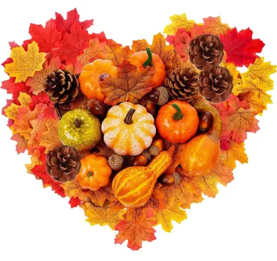 Immagine prodotto di Set di decorazioni autunnali da 128 pezzi per Halloween e il Ringraziamento, con zucche realistiche