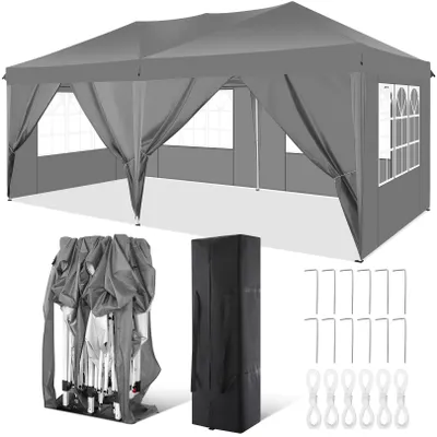 Produktbild von Faltpavillon 3x6m , wasserdicht&UV-Schutz 50+, inkl. Tragetasche, 12 Heringen, 6 Abspannseilen, 4 Sandsäcken, verstärkte Stange in der Mitte des Dachs