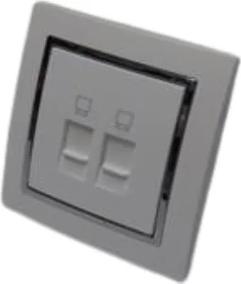Produktbild von 6974 Levina S Netzwerk Dose 2 x RJ45 silberner Rand