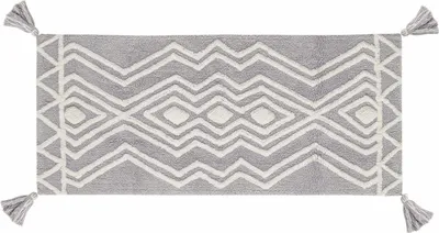Produktbild von Baumwollteppich Teppich Baumwolle Hochflor Soft Fußmatte Läufer Abstrakt Muster Grau Beige