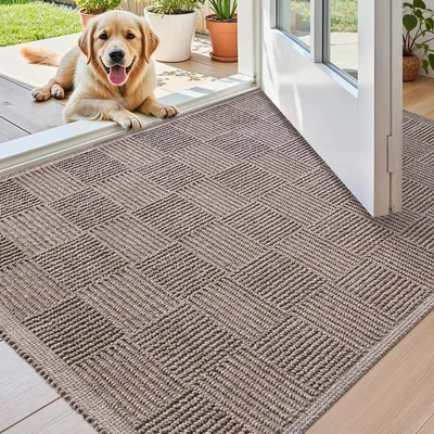 Productafbeelding van Binnenmat 60x90 cm, wasbaar, geometrisch patroon, taupekleur