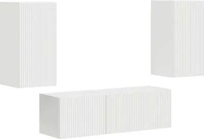 Produktbild von vidaXL TV-Wandregal-Set Wandmontiert 4 pcs Weiß Holzwerkstoff
