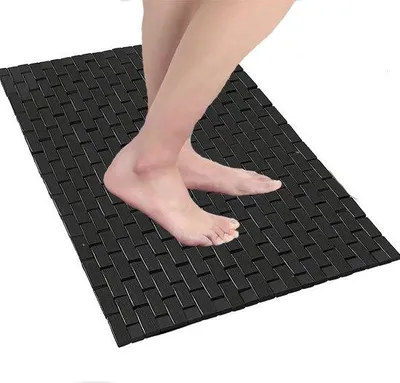 Productafbeelding van Famanu badmat, antislip, houten design - zwart
