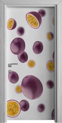 Produktbild von Tür Selbstklebende 90x210 cm Türfolie Türtapete Klebefolie - Weiße Farbige Früchte