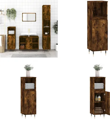 Obrázok produktu pre vidaXL Kúpeľňová skrinka dymový dub 30x30x100 cm materiál na báze dreva - Kúpeľňová skrinka - Kúpeľňové skrinky - Skrinka do kúpeľne