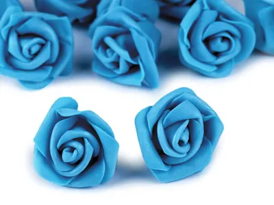 10 x Deko Rose / Rosenblüte / Rosenkopf 4cm, blau