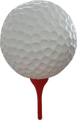 Produktbild von Casa Padrino Designer Deko Skulptur Golfball Weiß / Rot Ø 120 x H. 200 cm - Riesige Wetterbeständige Gartendeko