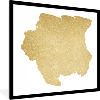 Produktbild von MuchoWow® Gerahmtes Poster Goldene Illustration von Suriname 40x40 cm - Poster mit Schwarzem Bilderrahmen Wandposter Rahmen Foto Bilder - Mit Rahmen - Wanddekoration Schlafzimmer