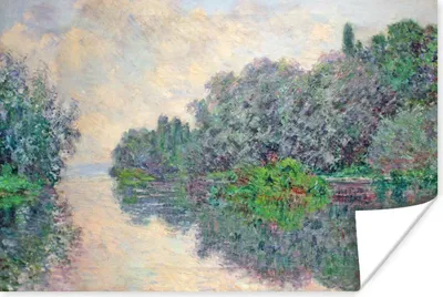 Produktbild von MuchoWow® Poster Morgen an der Seine bei Giverny - Gemälde von Claude Monet 120x80 cm - Bilder